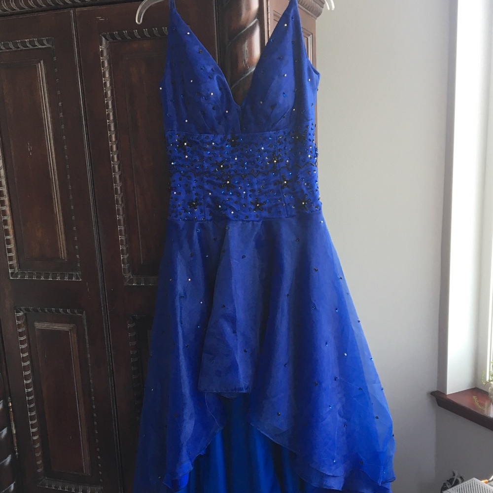 Blue Beaded Prom Dress